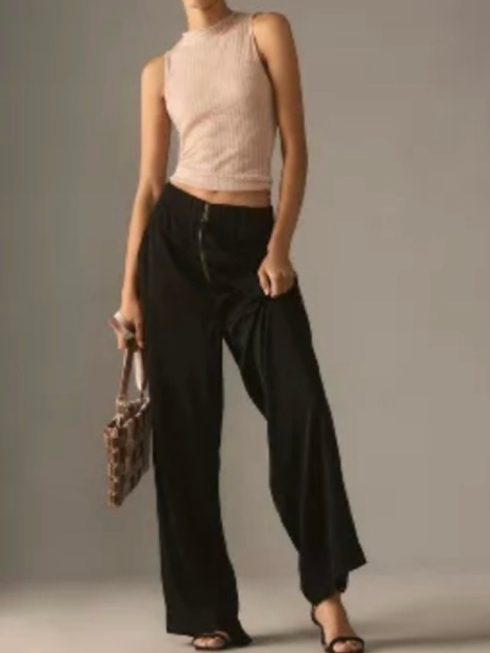 Marrakech Angelique Women's Black Cupro Wide-Leg Pants M Zip Waist - Picture 10 of 10